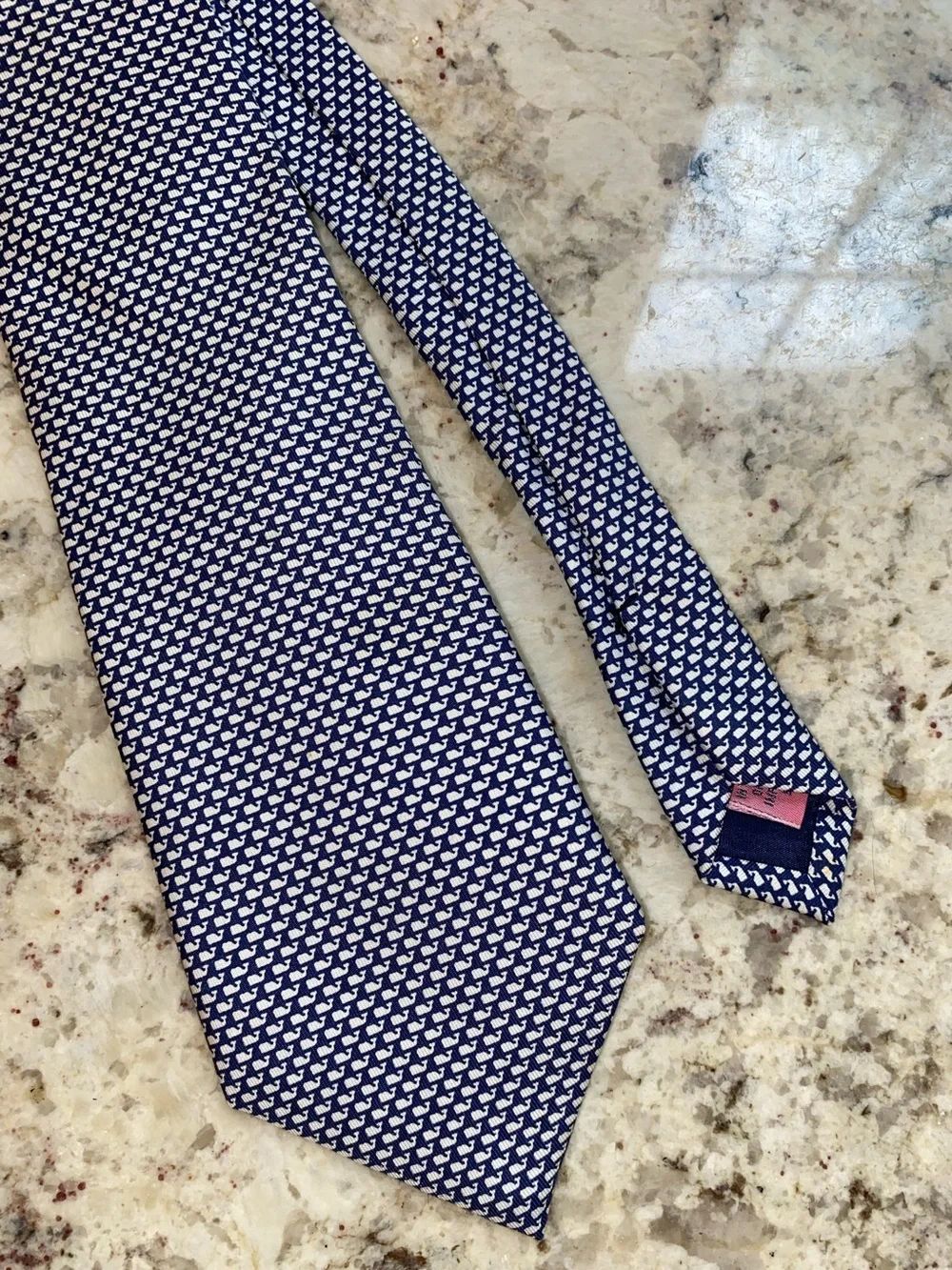 Vineyard Vines Boys Mini Whale Print Tie Navy White